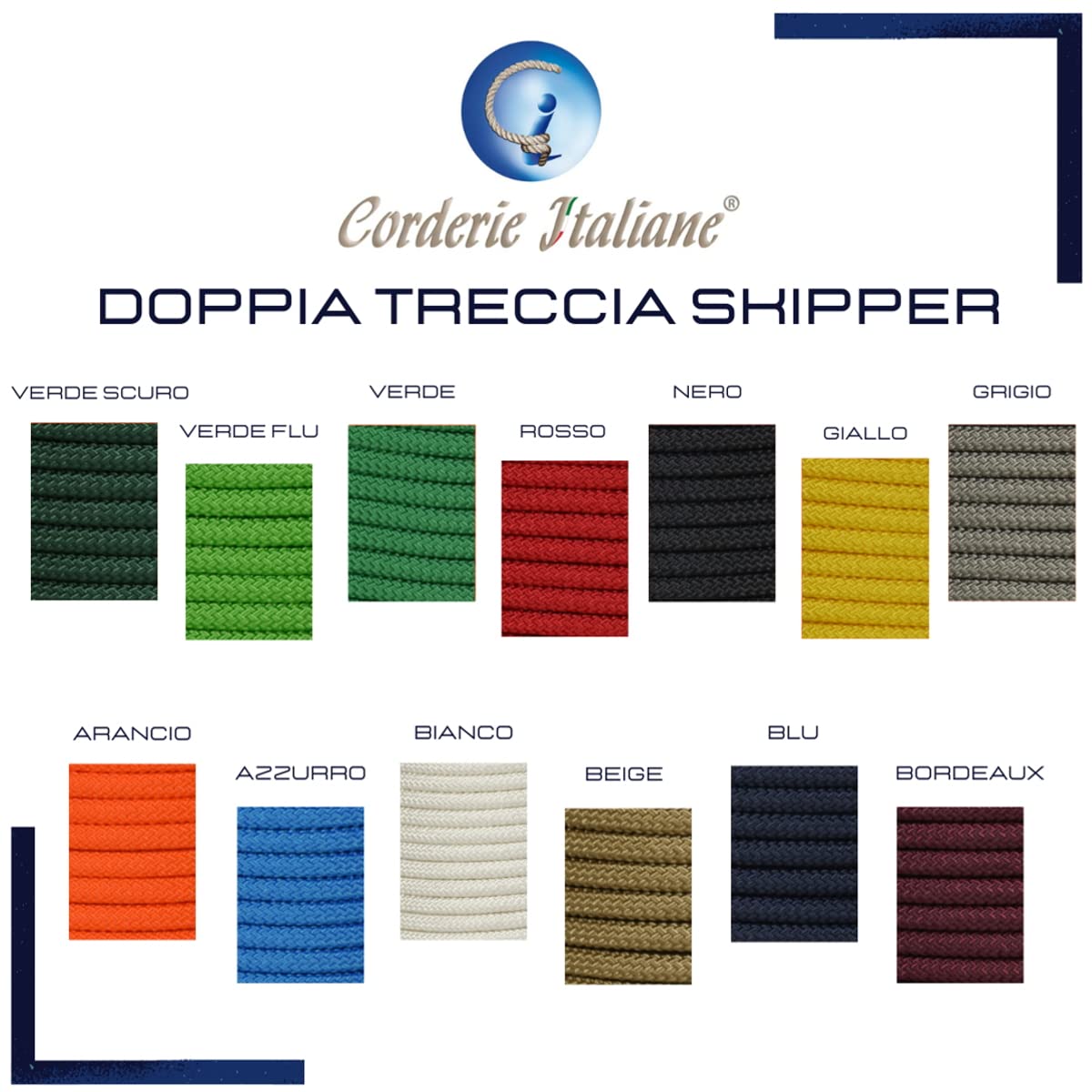 Corderie Italiane 006087458 Doppia treccia skipper alta tenacità, verde flu, 6 mm - 50 metri