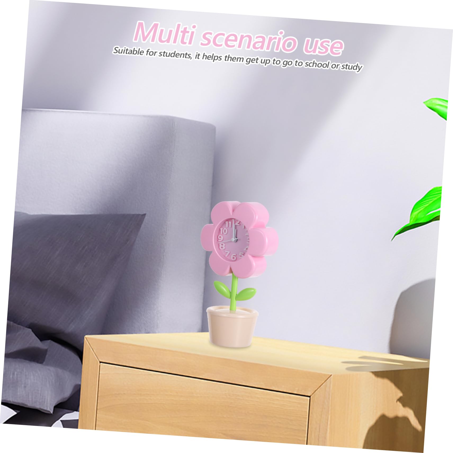 Ciieeo Despertador Infantil Digital de Flores Pequeño Rosa, Mecanismo Silencioso, Material Plástico, para Estudiantes, Adecuado para Dormitorios y Viajes, Reloj de Mesa Decorativo