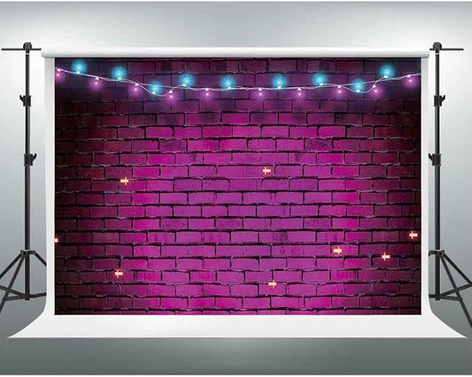 Gesen Background Purple Brick Wall Colored Neon Lights Photo Backdrop 10x7ft Themed Party Background Photo Studio Props Lsge001 Amazon Co Uk Electronics Photo