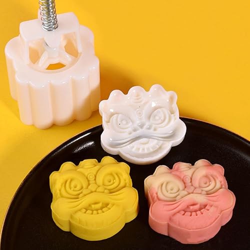 Miniatura 4 de PRETYZOOM Moldes de prensa para pastel de chocolate para pastel de luna chino tradicional de danza de león, festival de otoño, mano, cortador de