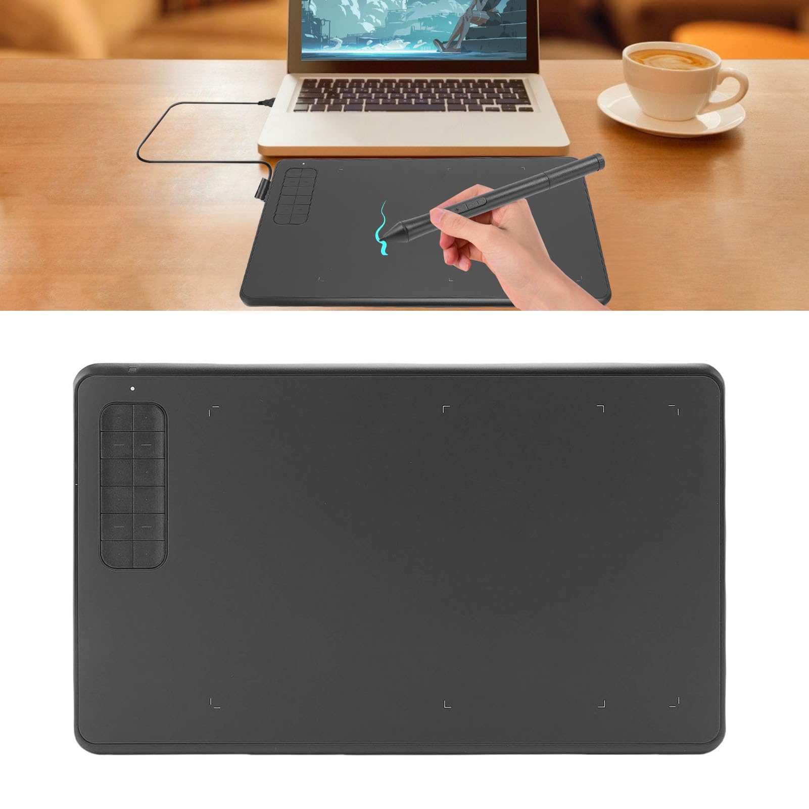 SENECESLI Tableta Gráfica Digital G12, Tableta de Dibujo Gráfico, 8192 Niveles de Sensibilidad a la Presión, Lápiz óptico Inclinable sin Batería y 20 Teclas de Acceso Directo para, Mac,