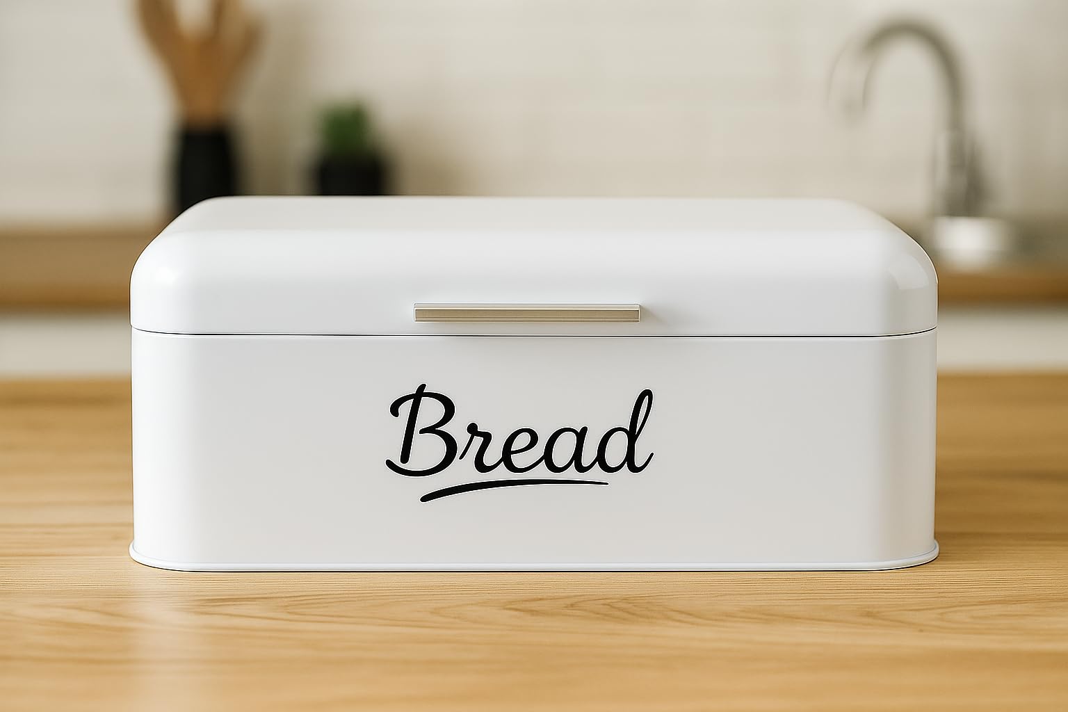 Contenitore per Pane con Coperchio, Grande Scatola per Mantenere Il Pane Croccante in Metallo, Adatta per Biscotti, li conserva a Lungo a Senza umidità, Design Retro (Bianco, Grande) XXL 42x23x16cm