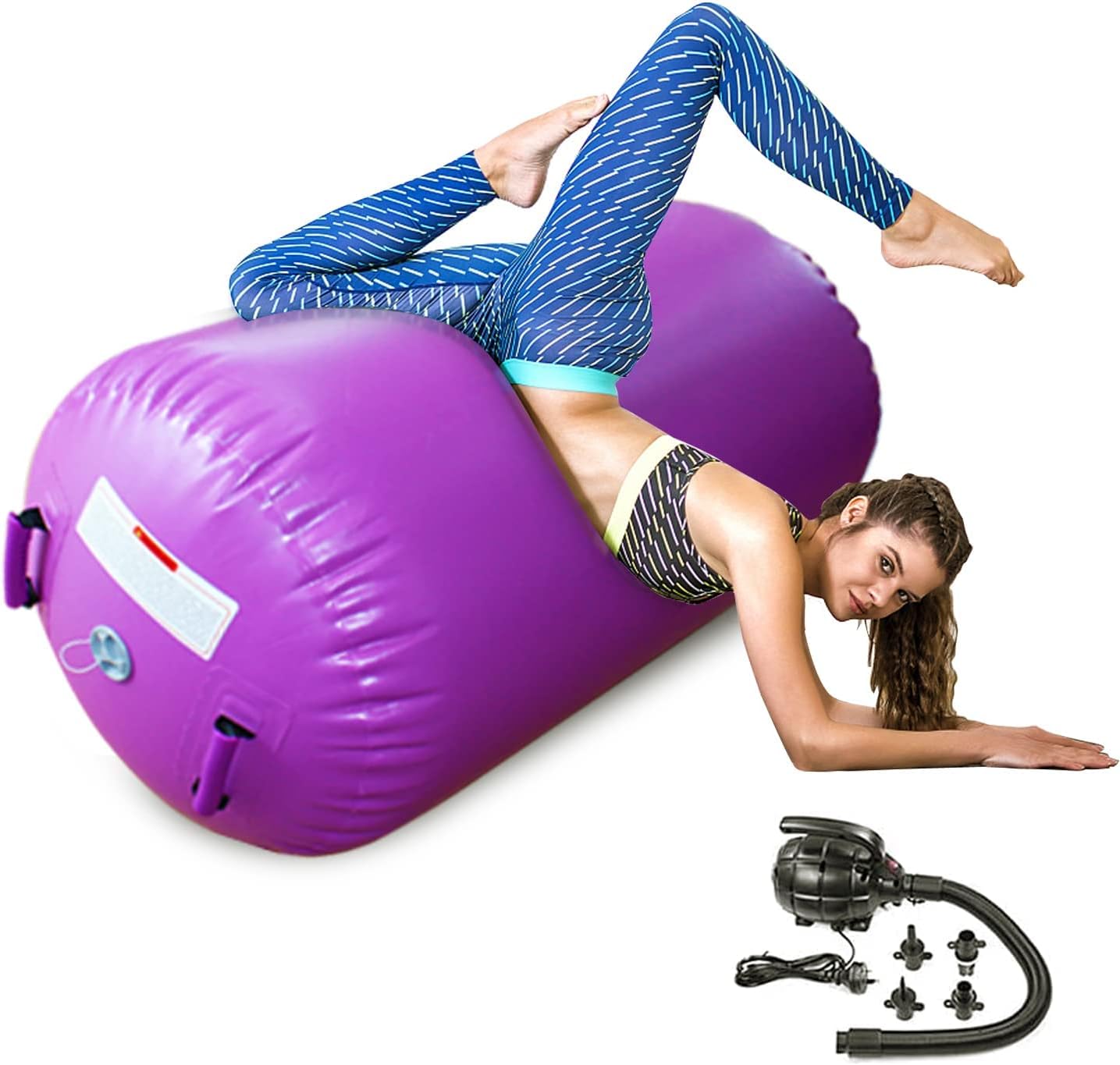 CZGBRO Air Roller Air Spot Gymnastics Air Barrel, Air Mat Tumble Track Gymnastic Equipment Inflatable Tumbler Backbend Trainer with Electric Pump for Yoga Cheerleading Home & Water Use