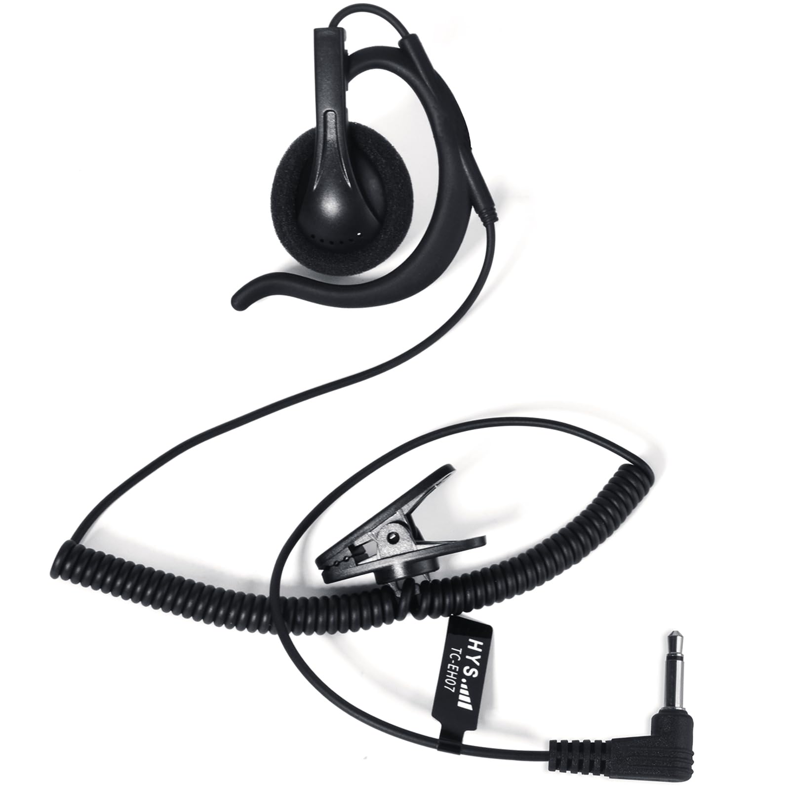 HYS 3.5mm Plug G-Shape Soft Ear Hook Earpiece Listen/Receive Only Headset For 2-Way Motorola Icom Radio Transceivers (EH07-3.5-1)