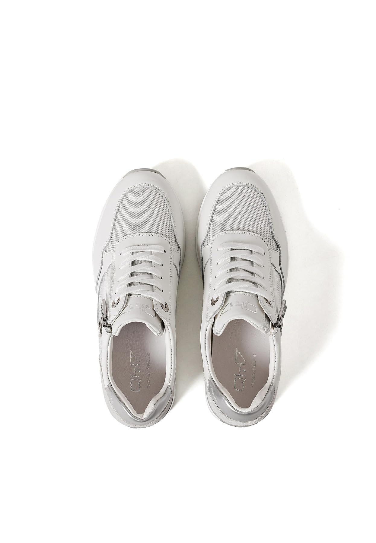 QUEEN HELENA Sneakers in Pelle con Zeppa Scarpe da Ginnastica Alte Donna QH8010