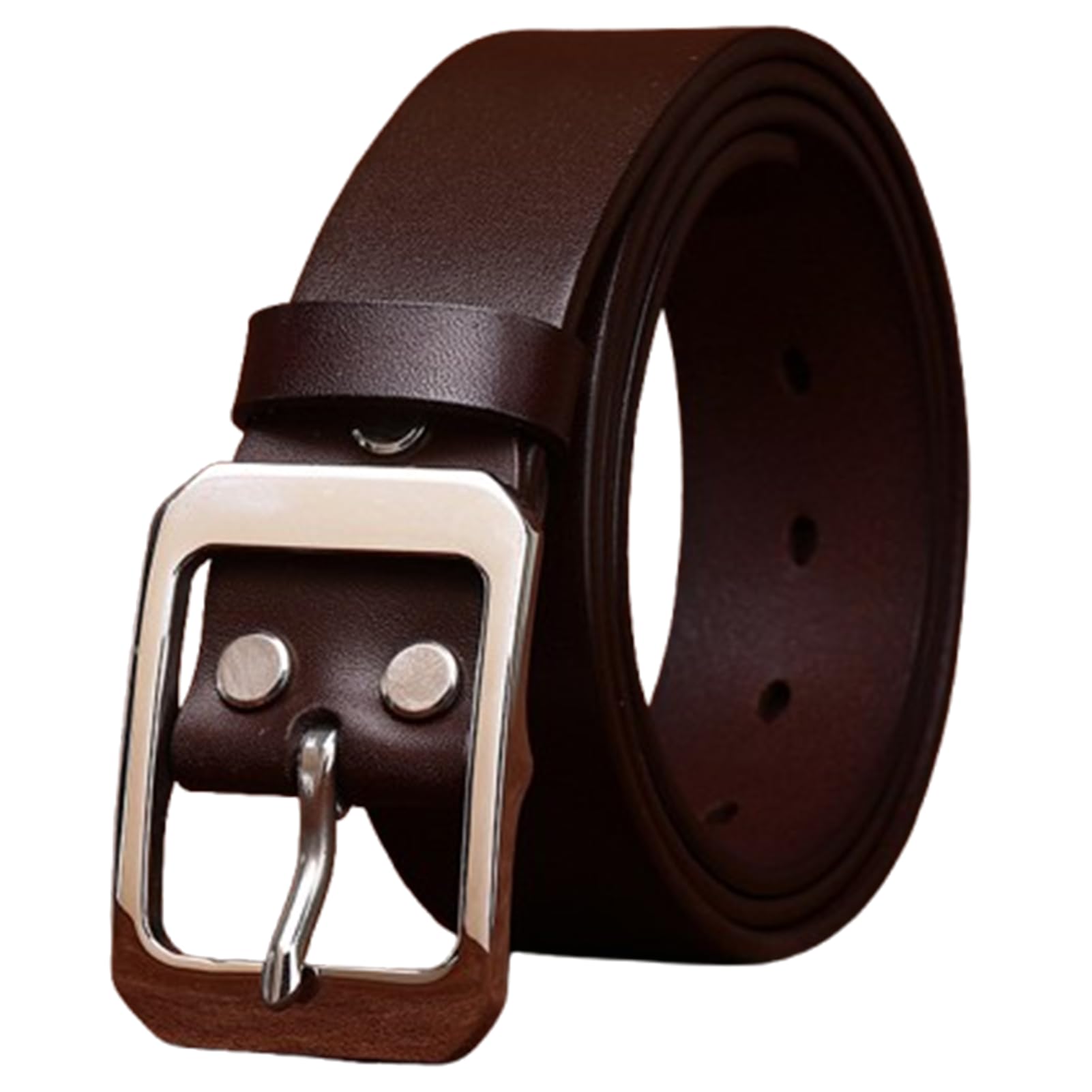 Vintage Echtleder Ledergürtel Herren 38mm Breit, Mattierter Gürtel Handgemacht Vollledergürtel Jeansgürtel Mit Schließe Silber Kürzbar(100cm/39, Brown)