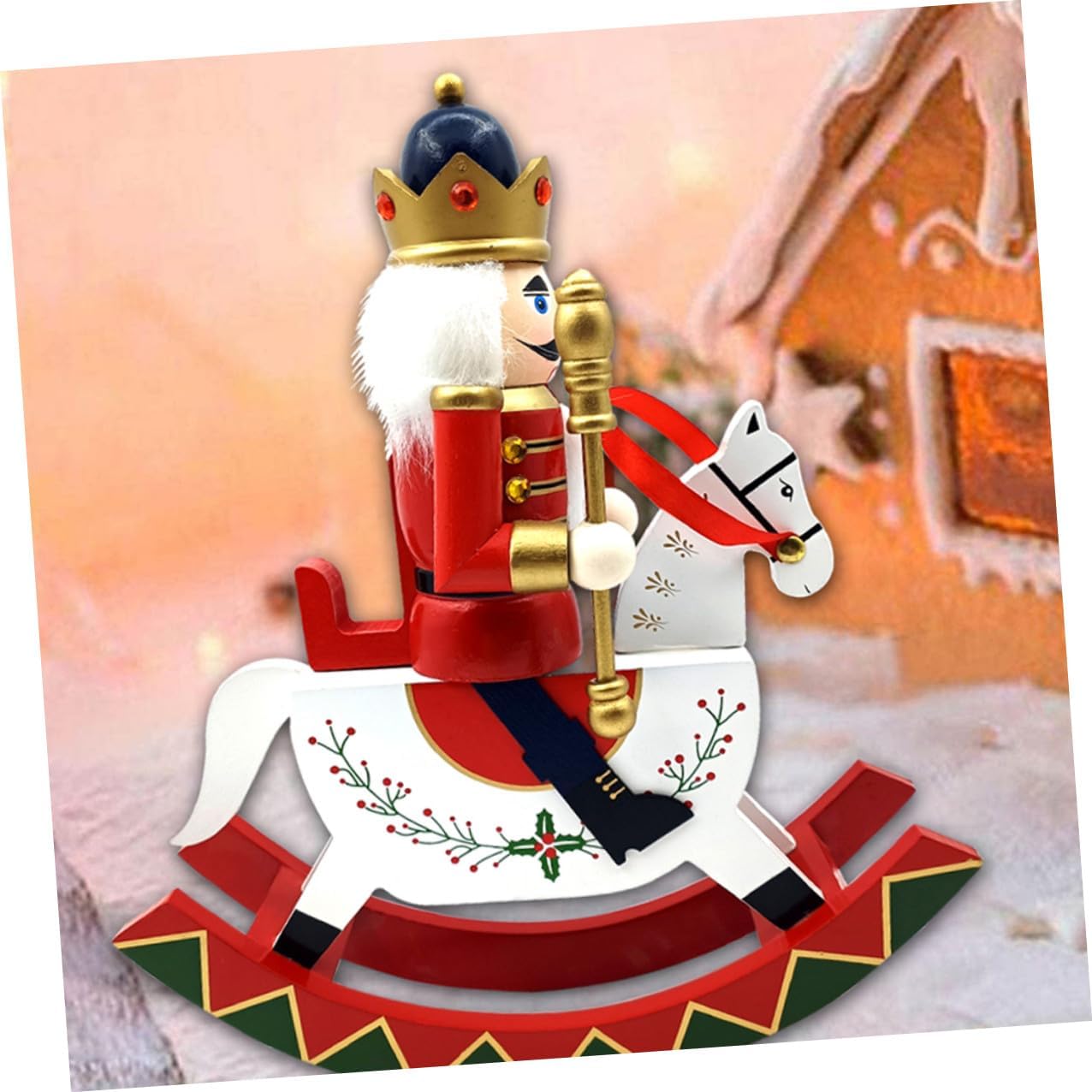 Cabilock Christmas Nutcracker Soldier Figurine Large Wooden Nutcracker Puppet Decorative Xmas Tabletop Ornament for Holiday Home Party