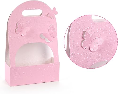 Miniatura 4 de ZENFUN 12 cajas de regalo de flores con asa, bolsas de papel para ramo de flores, bolsas de floristería, suministros de floristería, regalo de