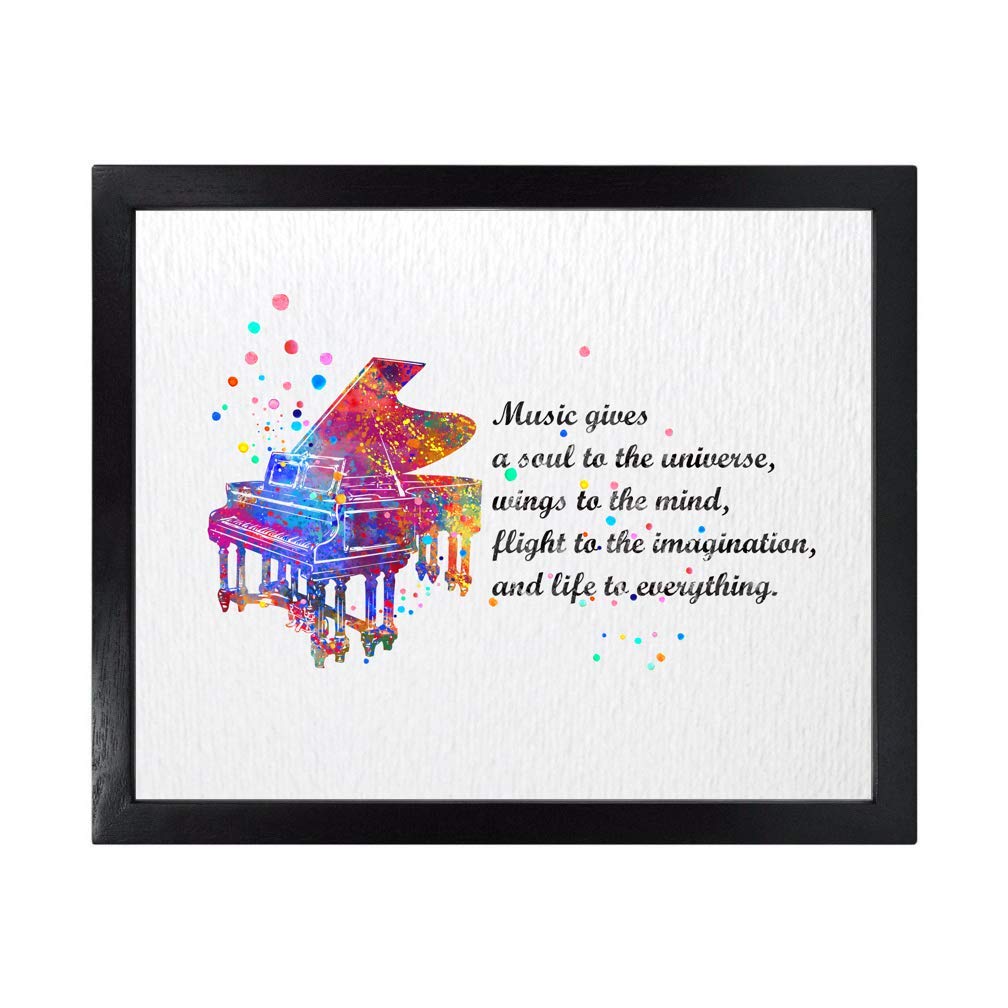 Dignovel Studios8X10 Unframed Piano Music Gives a Soul to Universe Musician Inspirational Quotes Saying Wisdom Watercolor Art Print Poster Wall Art Nursery Kids Office Home Decor DN573