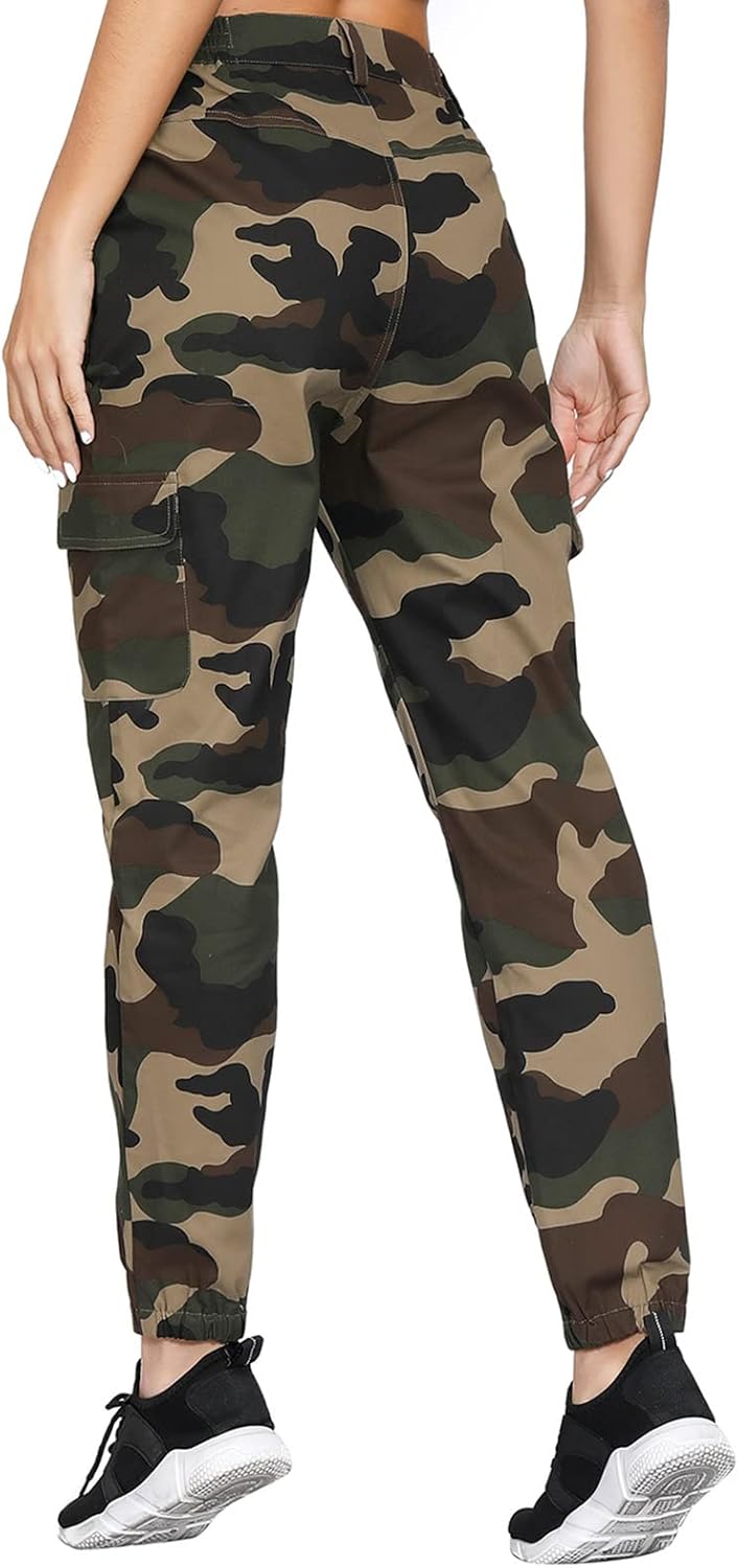ZODLLS Women's Camo Pants Cargo Trousers Cool Camouflage Pants Elastic Waist Casual Multi Jogger Pants with Pocket - Image 3