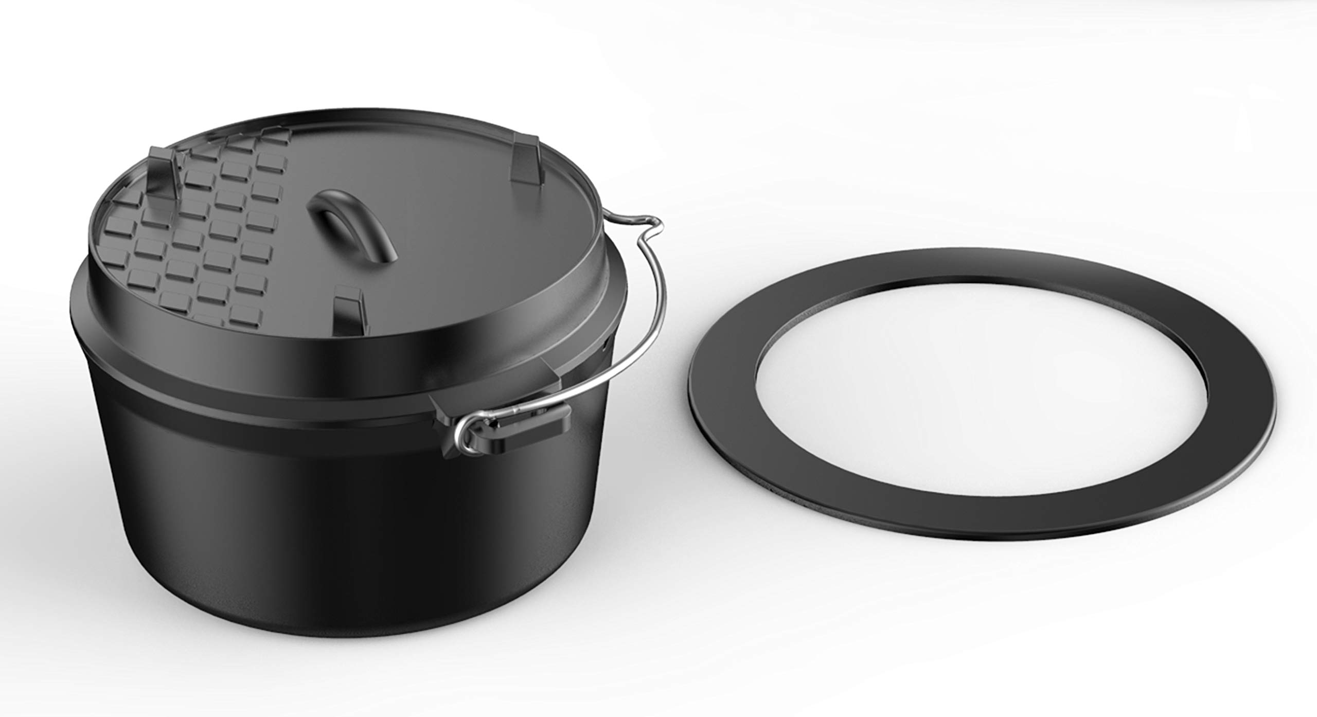 tepro Akcesoria do grilla żeliwna wkładka typu Dutch-Oven, system Rost-in-Rust okrągły 57 cm Ø czarny