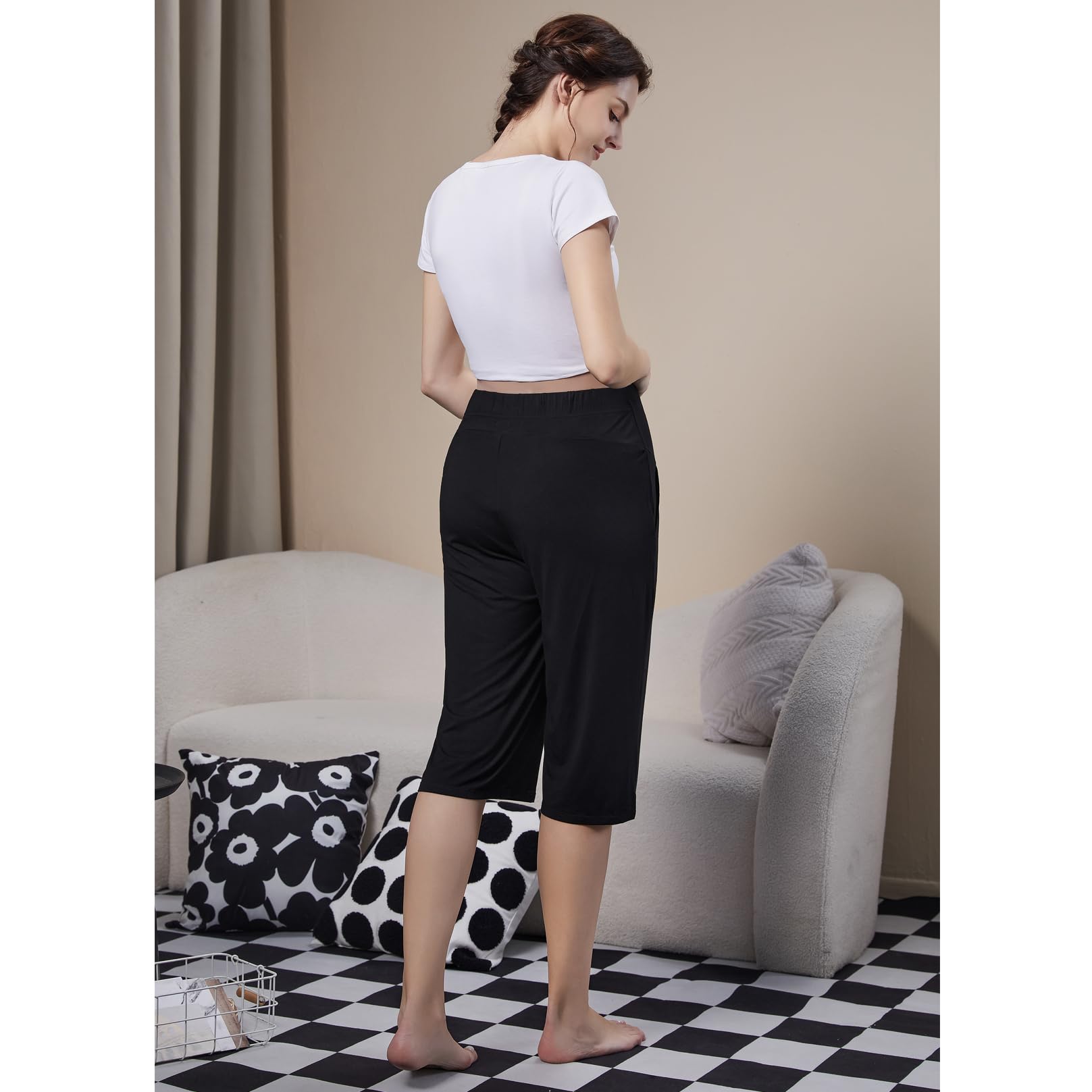 COLOMI Short de maternité pour Femmes Modal Doux Joggers Pantalon de Salon Femmes Shorts de maternité Pyjama Pantalon de grossesse