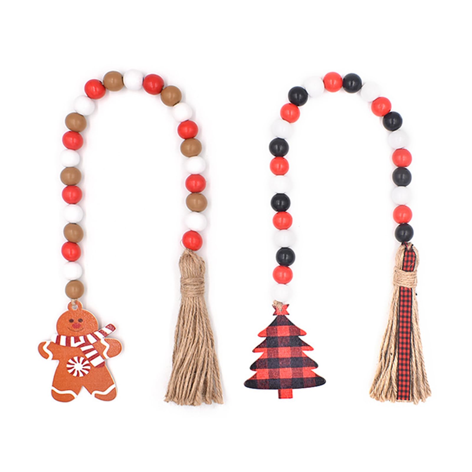 Tsophreniq Garland Prayer Wood Beads Farmhouse Natural Wood Bead String Christmas Pendant for Home Christmas Wooden Beads
