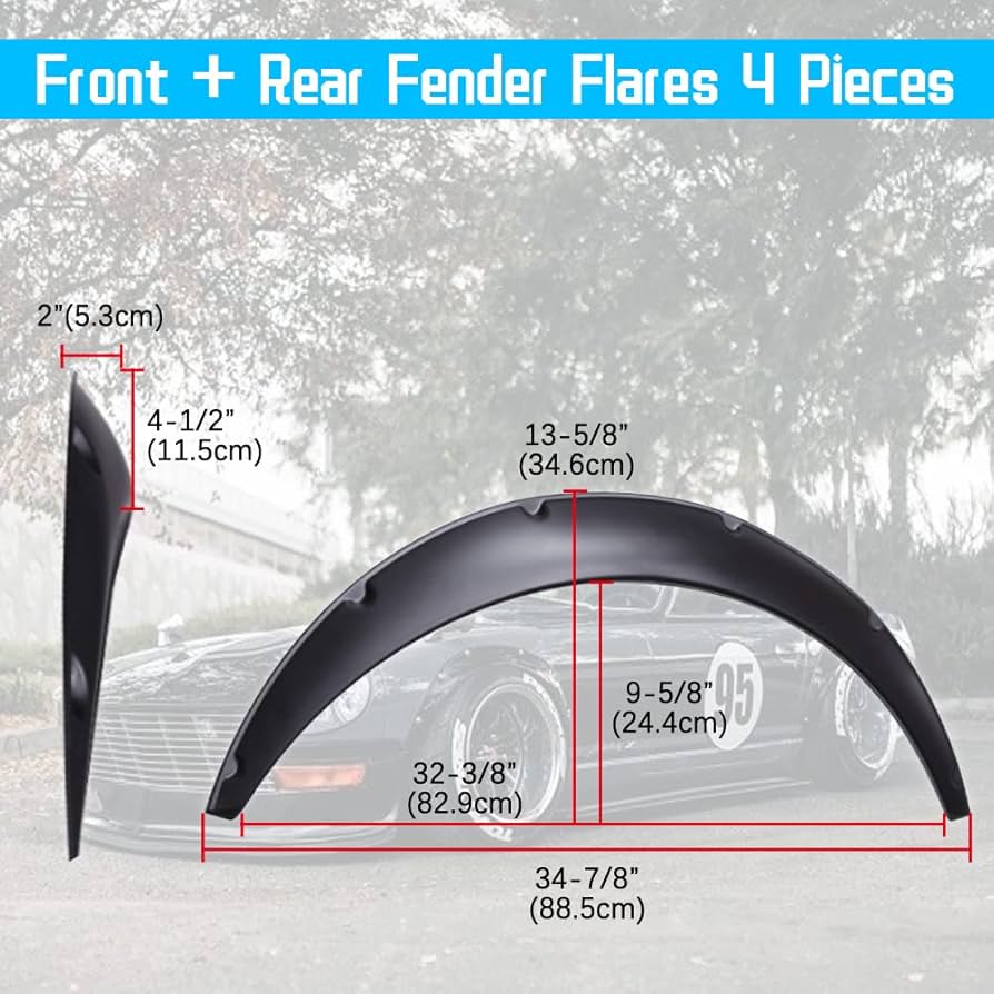 フレキシブルユニバーサルカーフェンダーフレア3.9インチ