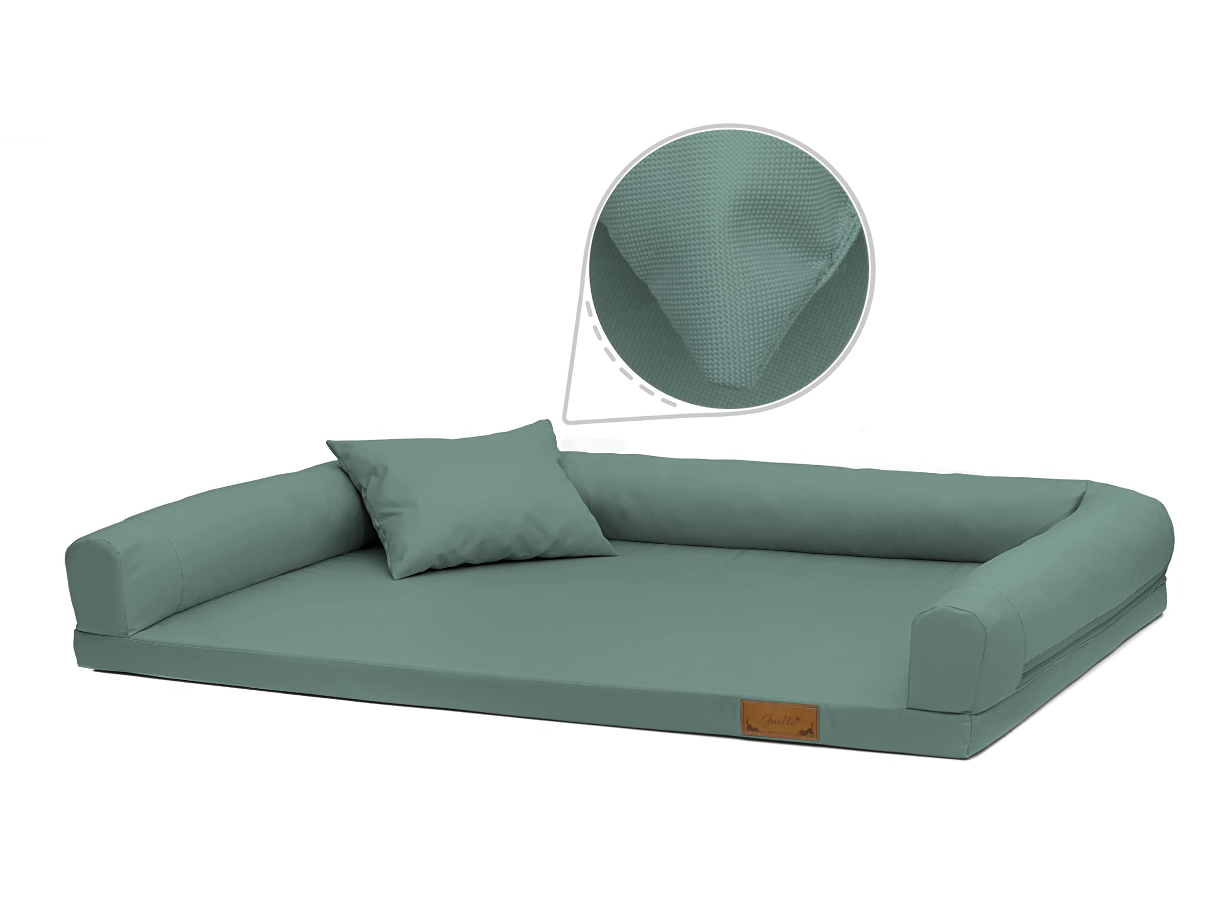 Juelle Cama Ortopédica para Perros Medianos, Colchón Ergonómico con Lados para Perros Medianos, Funda Extraíble, Lavable a Máquina a Máquina - 100 x 75 cm - Medium - 100 x 75 cm, Menta Oscuro)