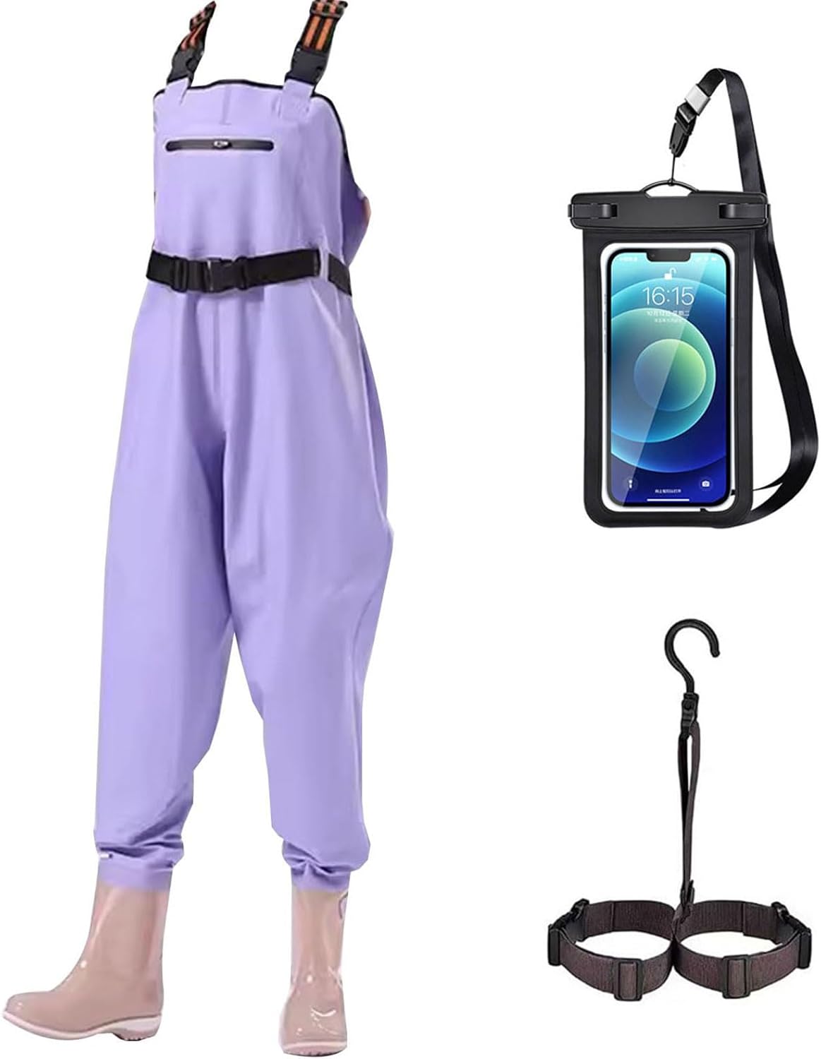 Waders for Women, Waders PVC Waterproof Lightweight Fishing Waders with Boots, Bootfoot Hunting Chest Waders for Water Work (Purple,36)