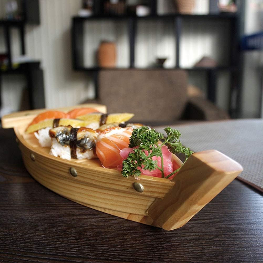 JapanBargain, Plato de madera para servir sushi en barco, plato japonés para servir sashimi, bandeja de fiesta, plato de comida para restaurante o uso doméstico, 13 pulgadas