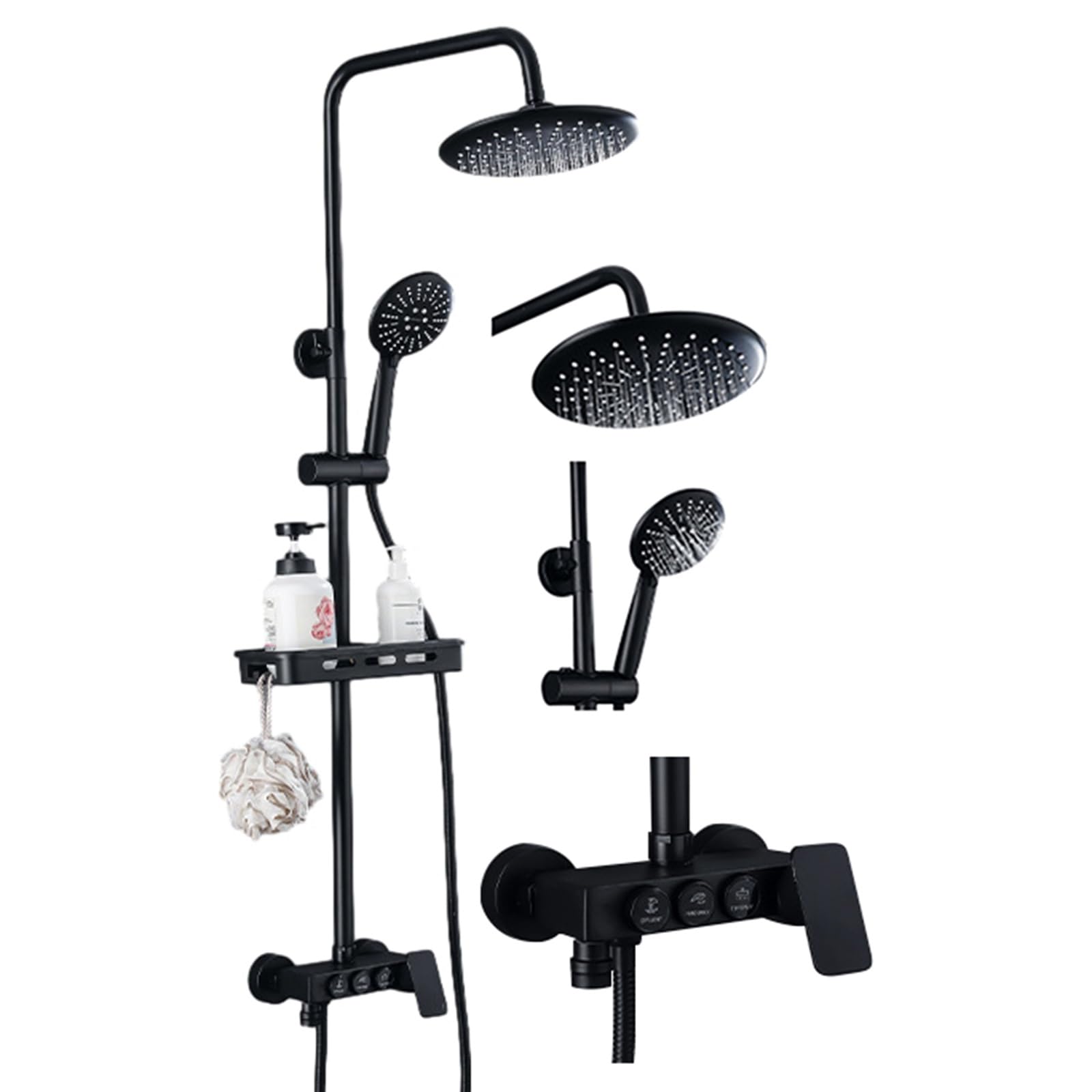 Ensemble de douche à température constante haut de gamme et finitions noir mat