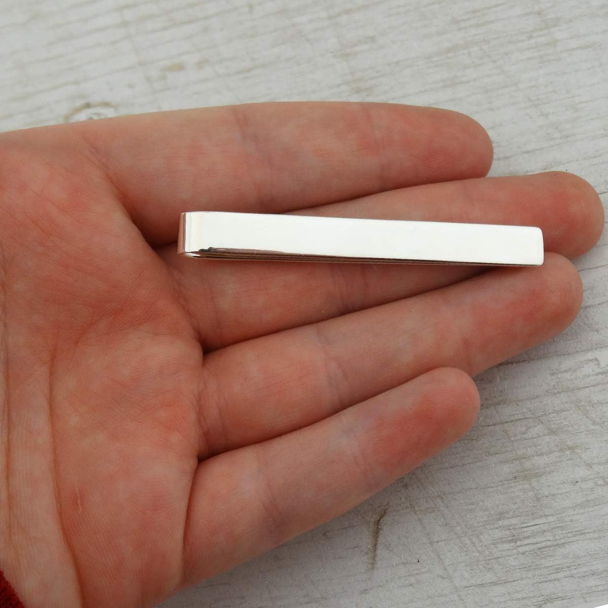 Clip de corbata de 6,5 mm x 57 mm, plata de ley, Metal