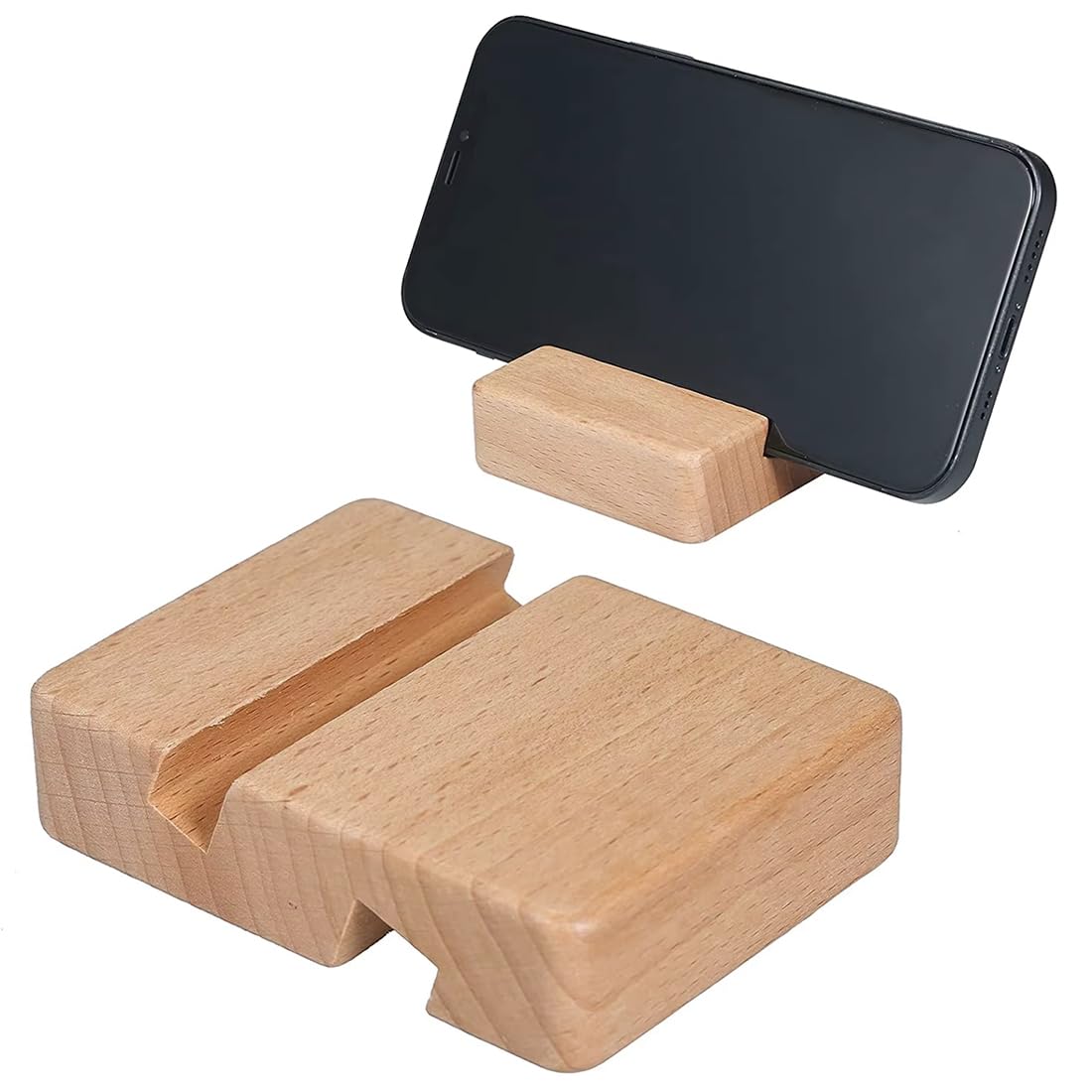Supporto per smartphone in legno personalizzabile da tavolo