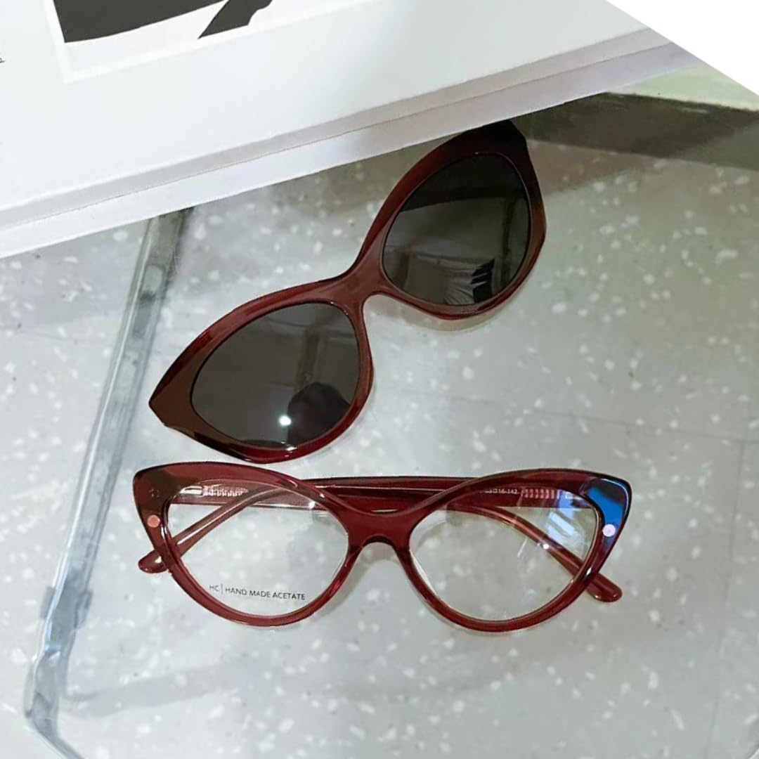 Gafas de sol polarizadas con clip magnético para mujer. Montura de gafas graduadas.
