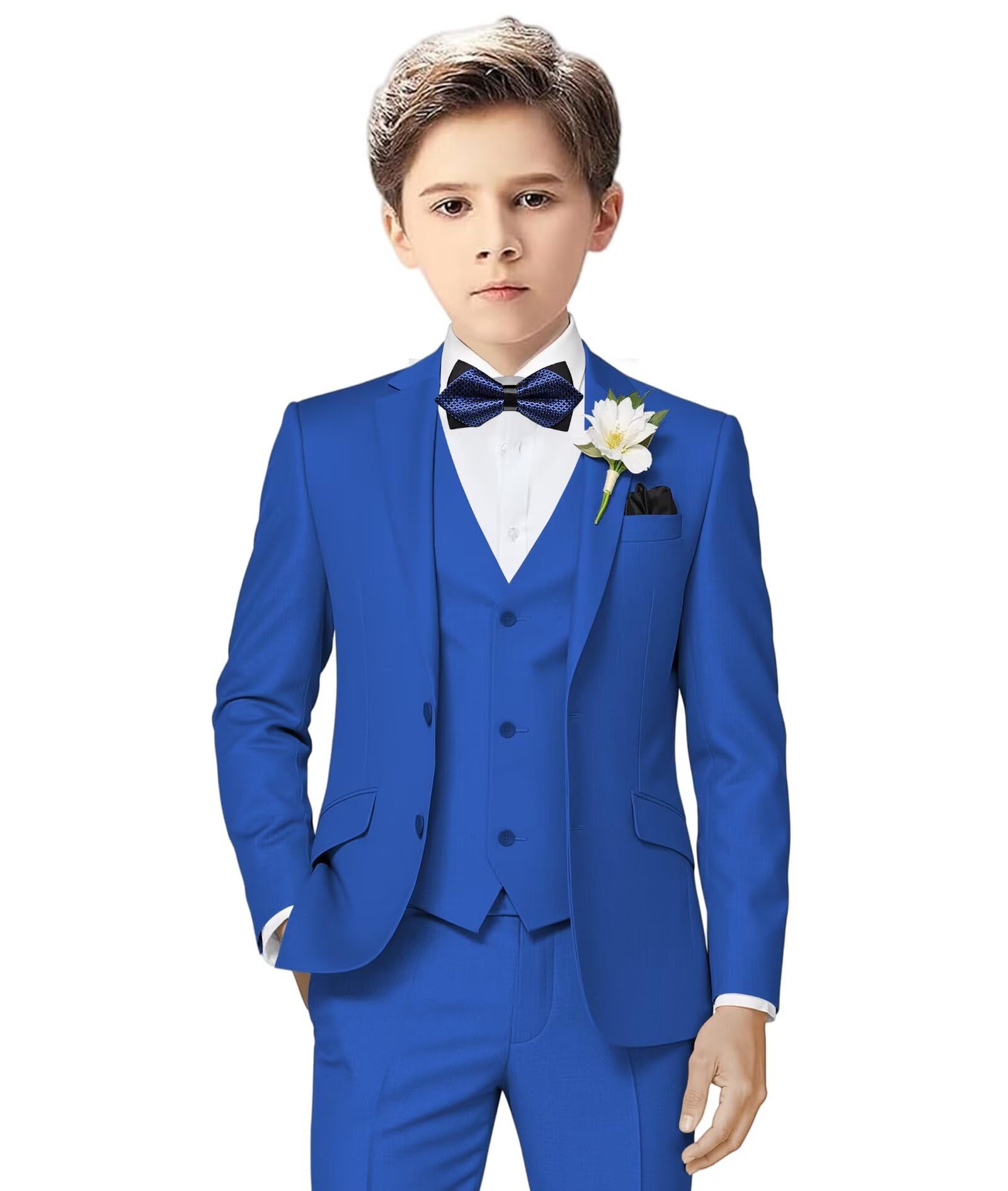 Photo 1 of Boys Formal Suit Kids Royal Blue Suits for Boys Dress Blazer Tuxedo Suit Set First Communion Easter Outfits Size 14