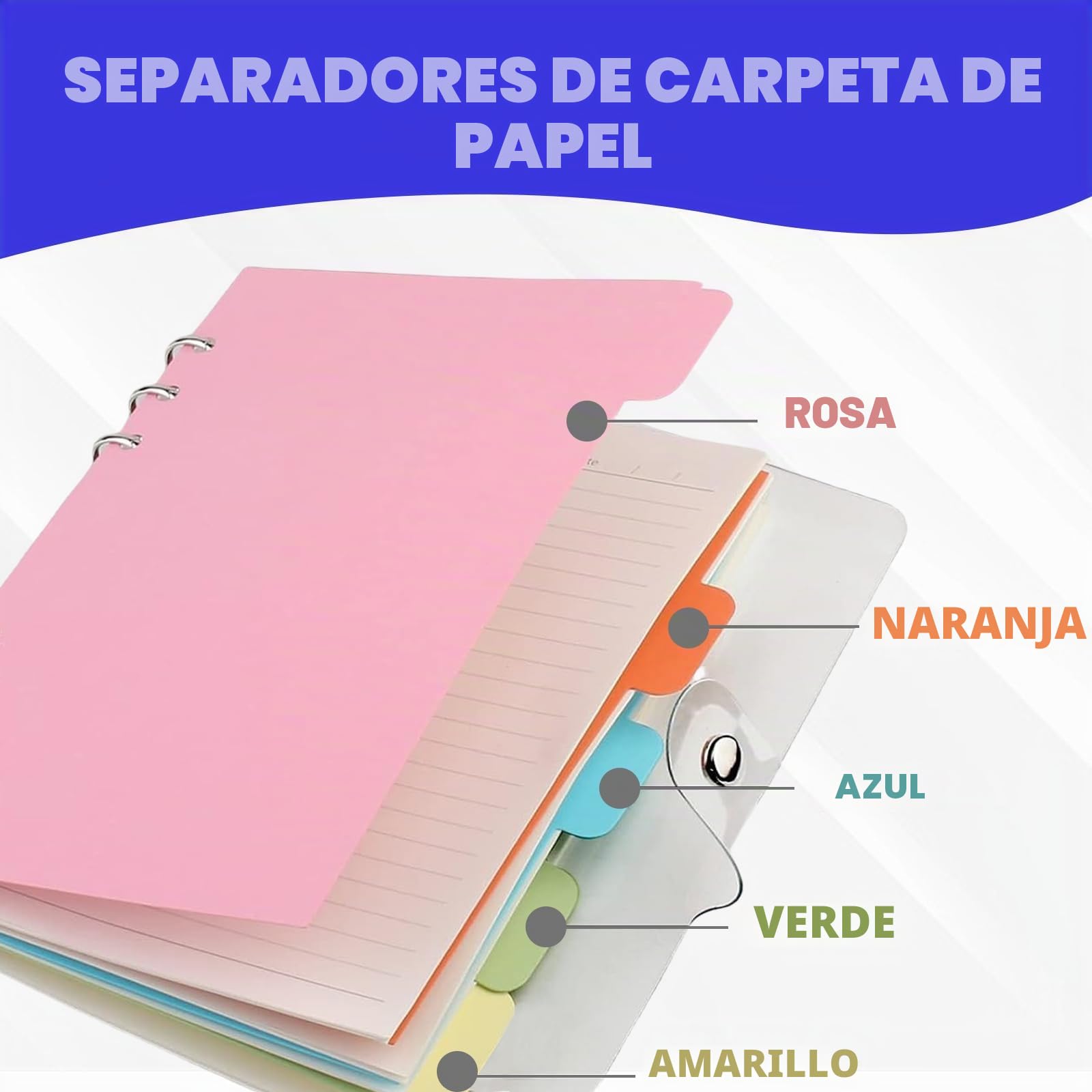 Cuaderno de Encuadernación A5: Funda de Anillas Transparente de PVC Suave, 6 Redondos, Rellenable, Con Papel y Divisor Para Oficina, Escuela, Diario