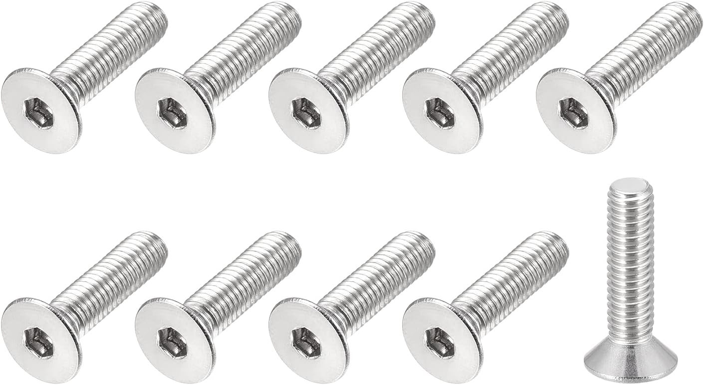 METALLIXITY Flat Head Countersunk Machine Screws, (M3x12mm) 40Pcs, 304 Stainless Steel Socket Head Cap Screws - for Machinery, Furniture, DIY