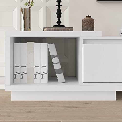 Miniatura 4 de FAMAPY Mesa Consola de TV Extensible Moderna Gabinete de TV con Cajones, Centro de Entretenimiento Contemporáneo Consola de Almacenamiento de Medios