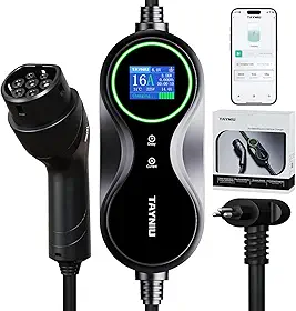 Carregador Portátil para Carro Elétrico 3.5kW Tipo 2 com APP Infinity Corrente Ajustável 8A-16A IP66 Compatível com BYD Dolphin/Mini/Song e BMW - Cabo 5m