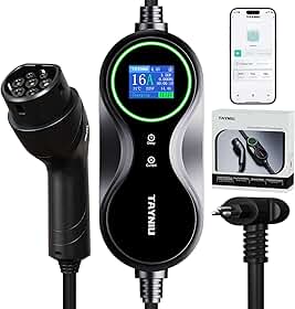 Carregador Portátil para Carro Elétrico 3.5kW Tipo 2 com APP Infinity Corrente Ajustável 8A-16A IP66 Compatível com BYD Dolphin/Mini/Song e BMW - Cabo 5m
