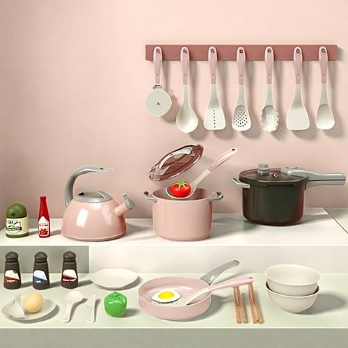 Miniatura 5 de Juego de cocina de 32 piezas para niños de 3 años en adelante, juguetes de cocina con ollas, sartenes y comida de juego, regalo de aprendizaje para