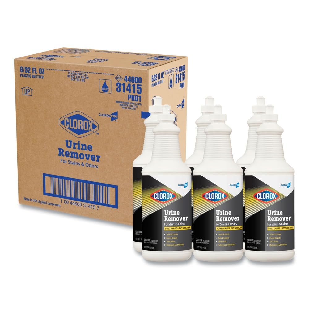 CloroxPro Urine Remover for Stains and Odors Pull Top, 32 Ounces Each (Package May Vary) (Pack of 6) (31415)