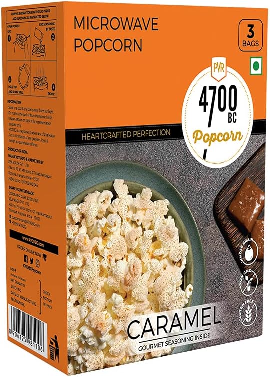 4700BC Popcorn, Microwave Bag, Caramel, 294g (Pack of 3)