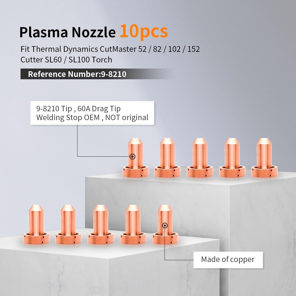 Electrode 60A Tip for Thermal Dynamics Cutmaster 52/82/102/152 Cutter SL60/100 Torch 9-8218 WS OEMed