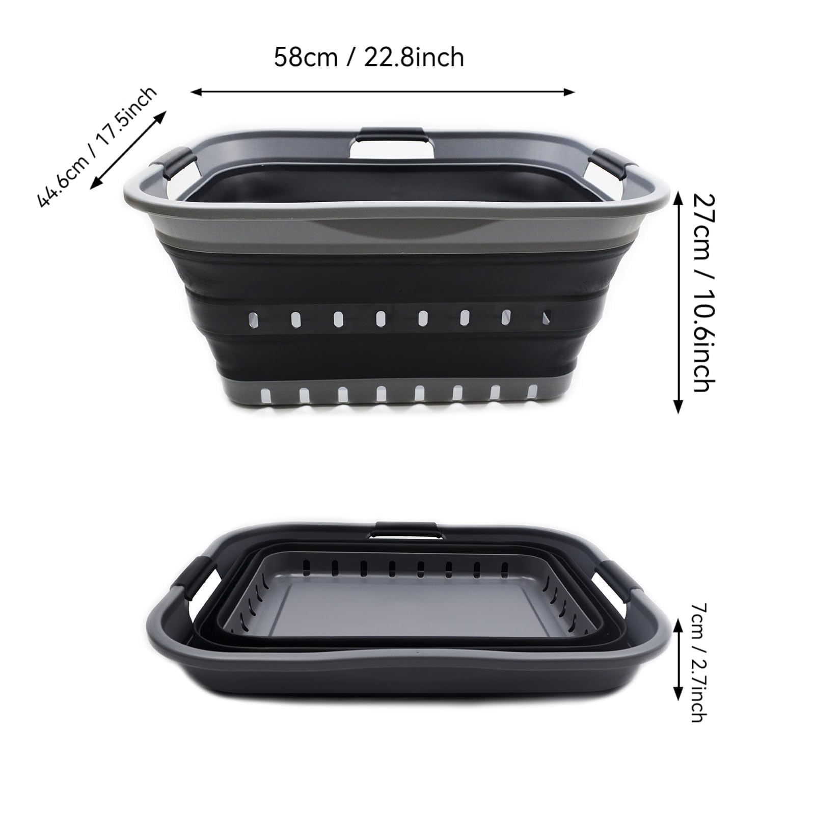 Canasta plegable de plástico para lavandería; recipiente de almacenamiento/organizador desplegable, tina de lavado portátil, cesta para ahorro de espacio 3