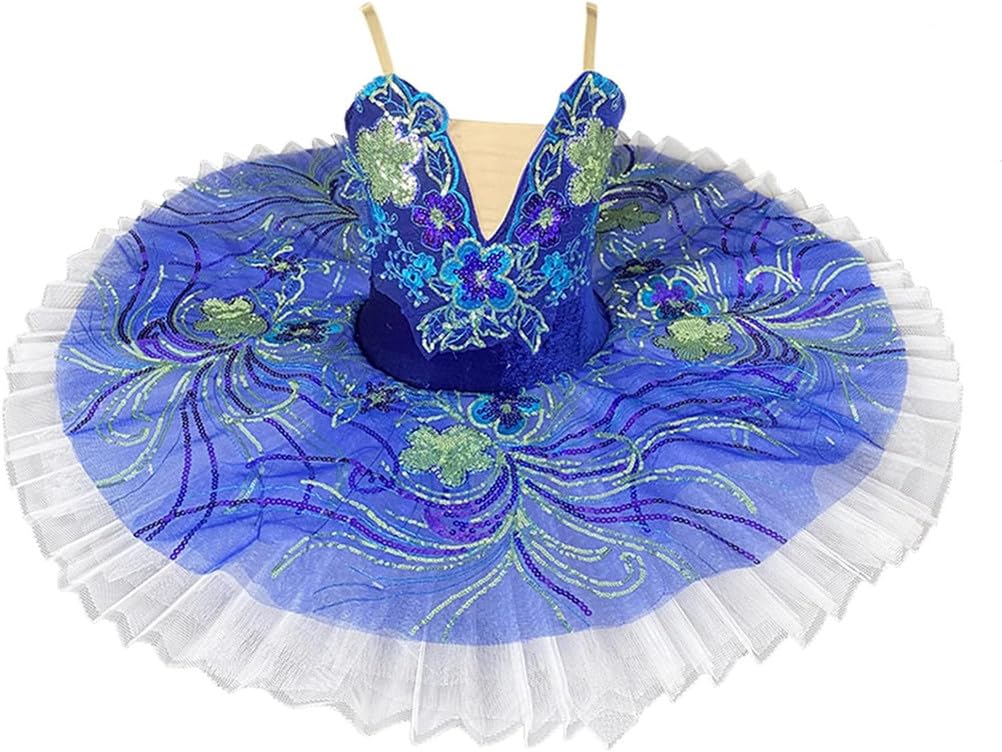 Scintillante Balletto Body per Ragazze Bambini Abbigliamento Danza con Gonna Ballerina da Sala da Ballo tutù Vestito Ricamo Floreale Ginnastica Pattinaggio Danza Vestito