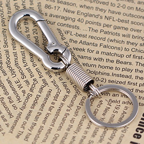 Image of maycom Retro Style Simple Strong Carabiner Shape Keychain Key Chain Ring Keyring Keyfob Key Holder (Polished Silver)