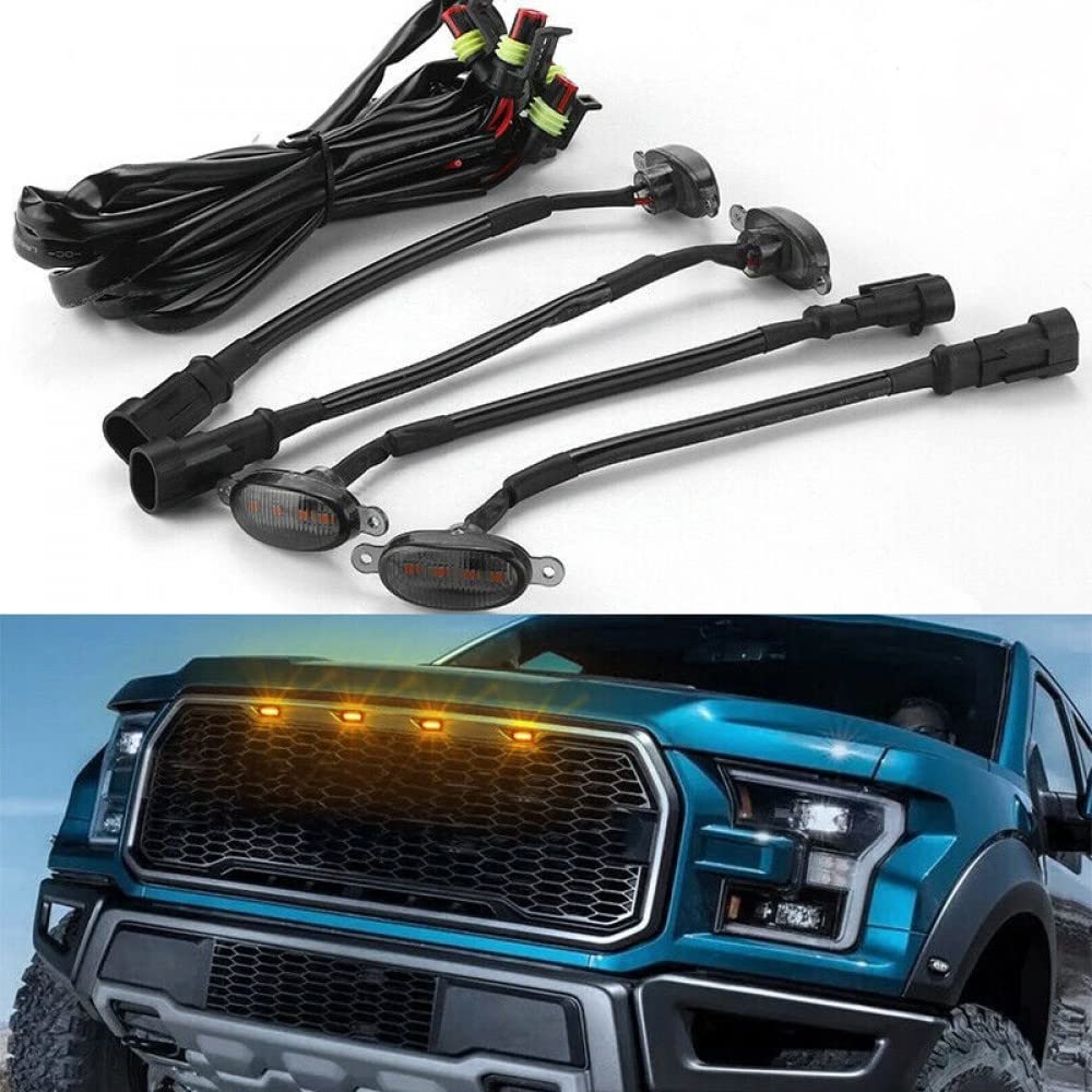 Speedwav 4pcs Smoked LED Lens Front Grille Running Light universal for car - Image 3 thumbnail