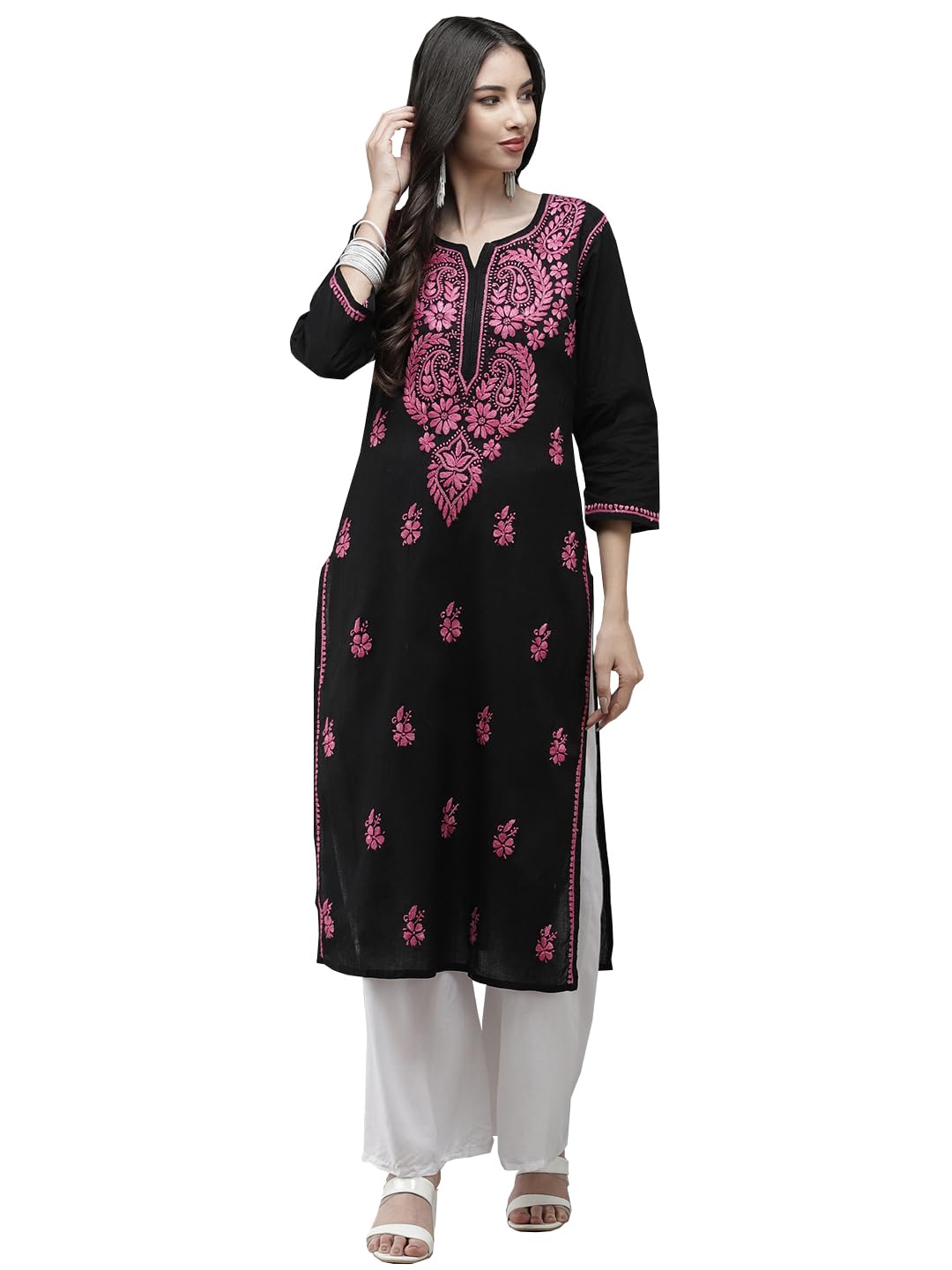ada Hand Embroidered Lucknowi Chikankari Cotton Kurta for Women A411191-picture-44