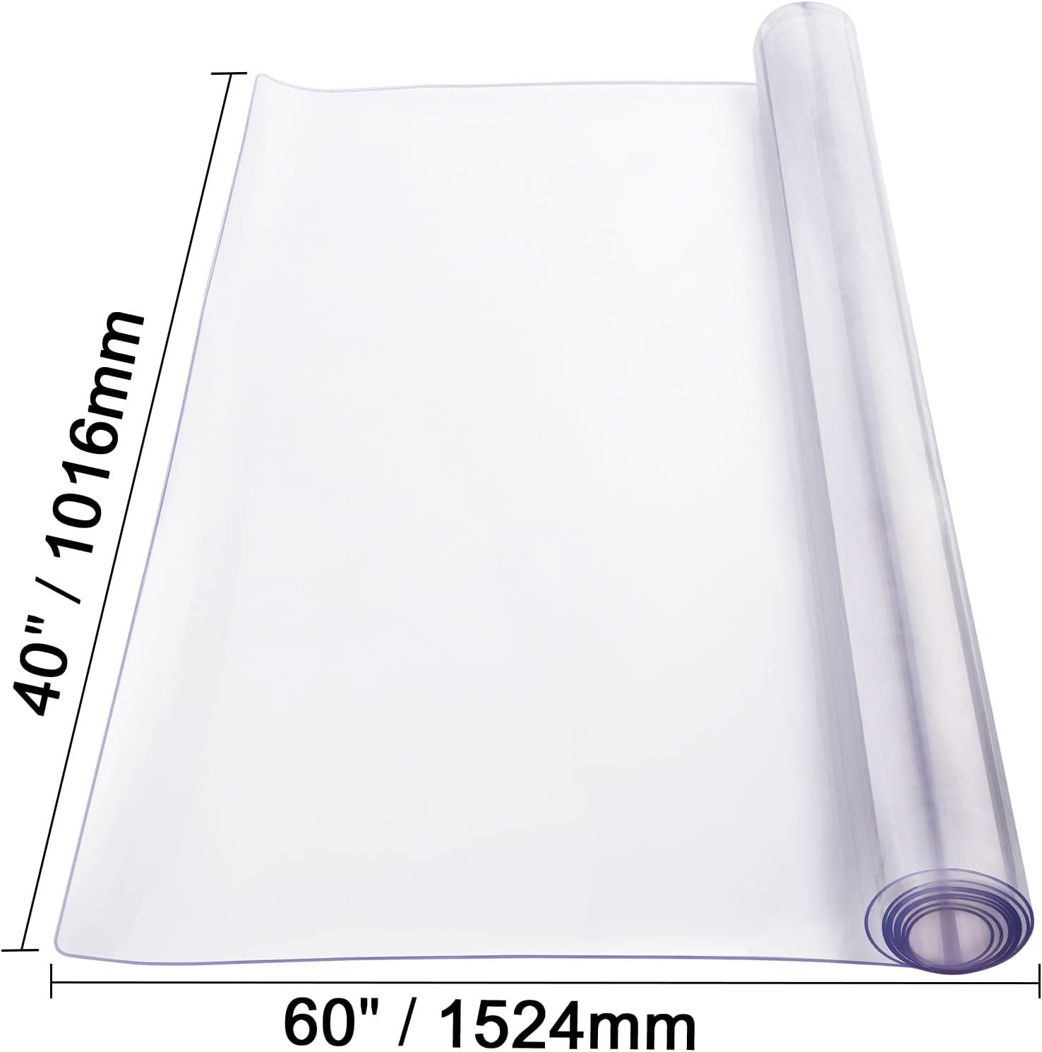 Happybuy Plastic Table Cover, 40 x 60 Inch 2.0 mm Thick Clear Table Protector, Rectangle PVC Desk Mat, Waterproof & Easy-Cleaning Desk Pad for Office, Dresser, Dining Room, Night Stand