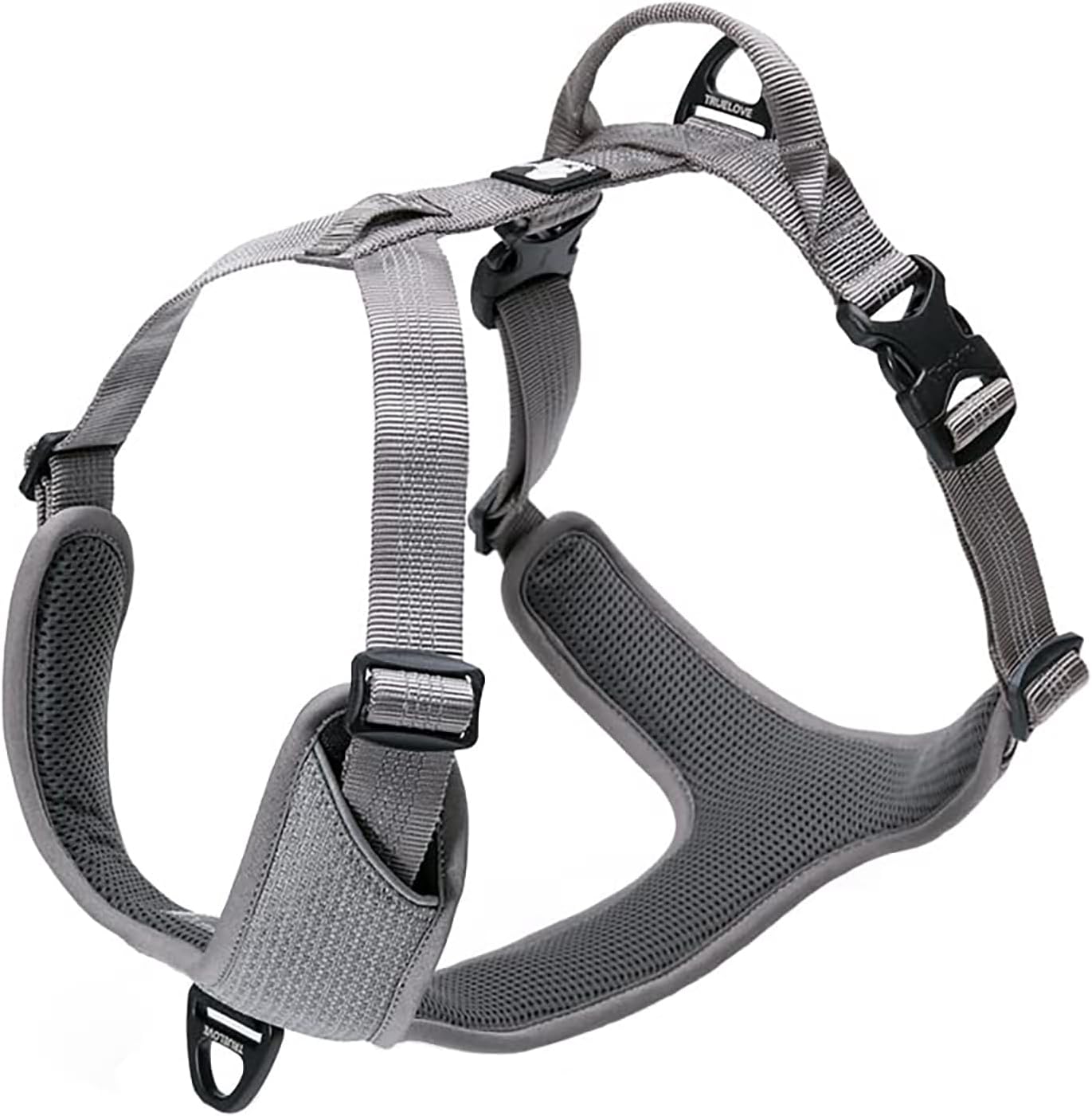 Dog Harness Adjustable Reflective No Pull Durable Pet Vest Car Trip Outdoor TLH6071(Gray,M)