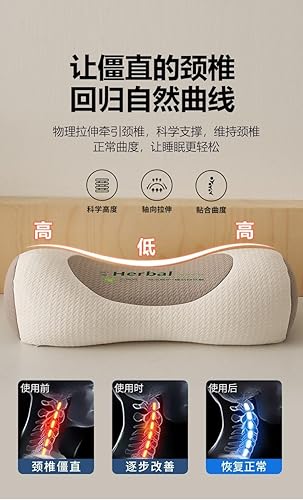 Miniatura 4 de Cervical Pillow for Neck Support, Buckwheat Filled Orthopedic Pillow for Sleeping, Ergonomic Traction Pillow for Neck Pain Relief and Spine Alignment