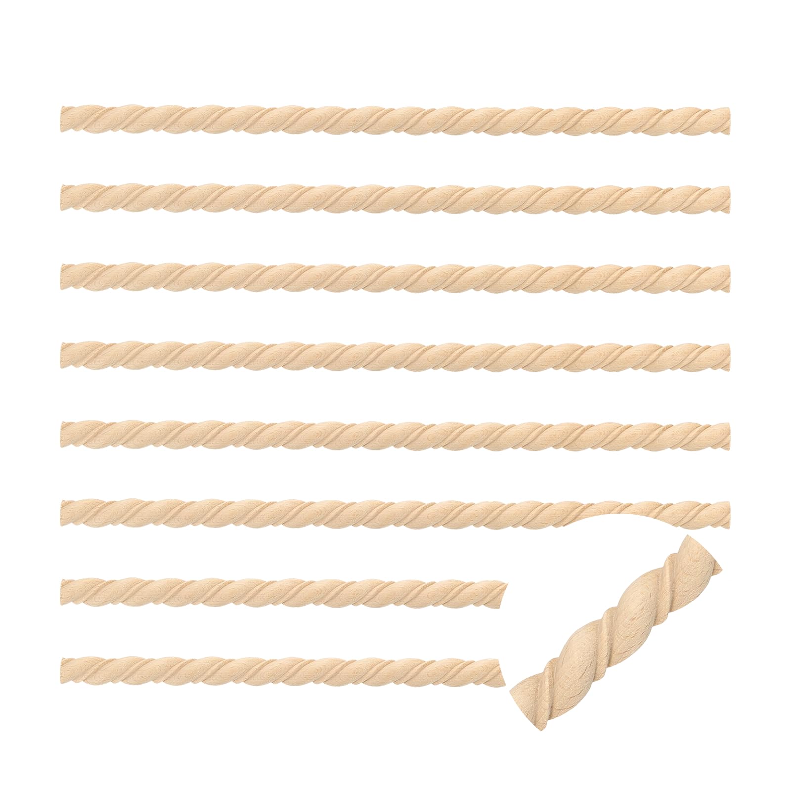 sourcing map 8Pcs 18mm Decorative Wood Trim,Unfinished 3D,Twisted-Shaped