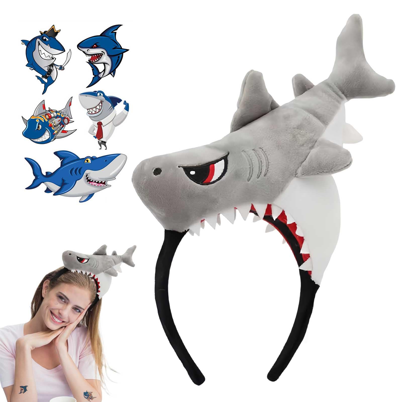Shark Headband - Funny Cosplay Party Accessory - Soft Velvet - Adults and Children