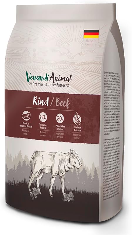 Venandi Animal - Premium croquettes pour Chats - Bœuf, Paquet de 1 (1 x 6,5kg), sans céréales, Riche
