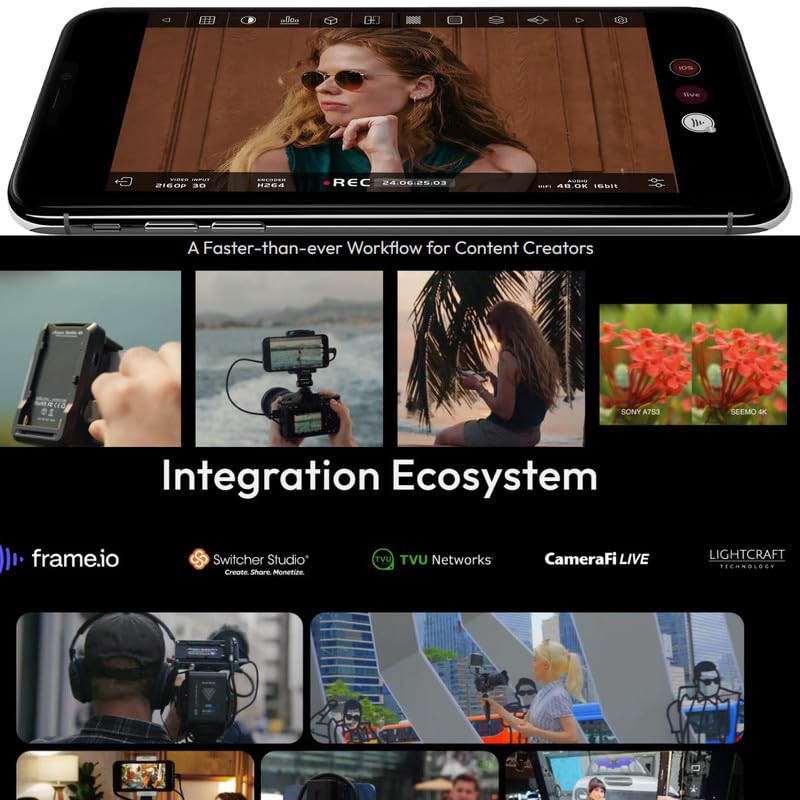 Image of Accsoon SeeMo 4K HDMI Video Transmission System for iPhone 17 /16 /15 /14 /13 iPad, 4K30 /1080p60 iOS Video Camera Monitor Transmitter, Real-time Live Streaming /Recording /Sharing for iPhone iPad-Black