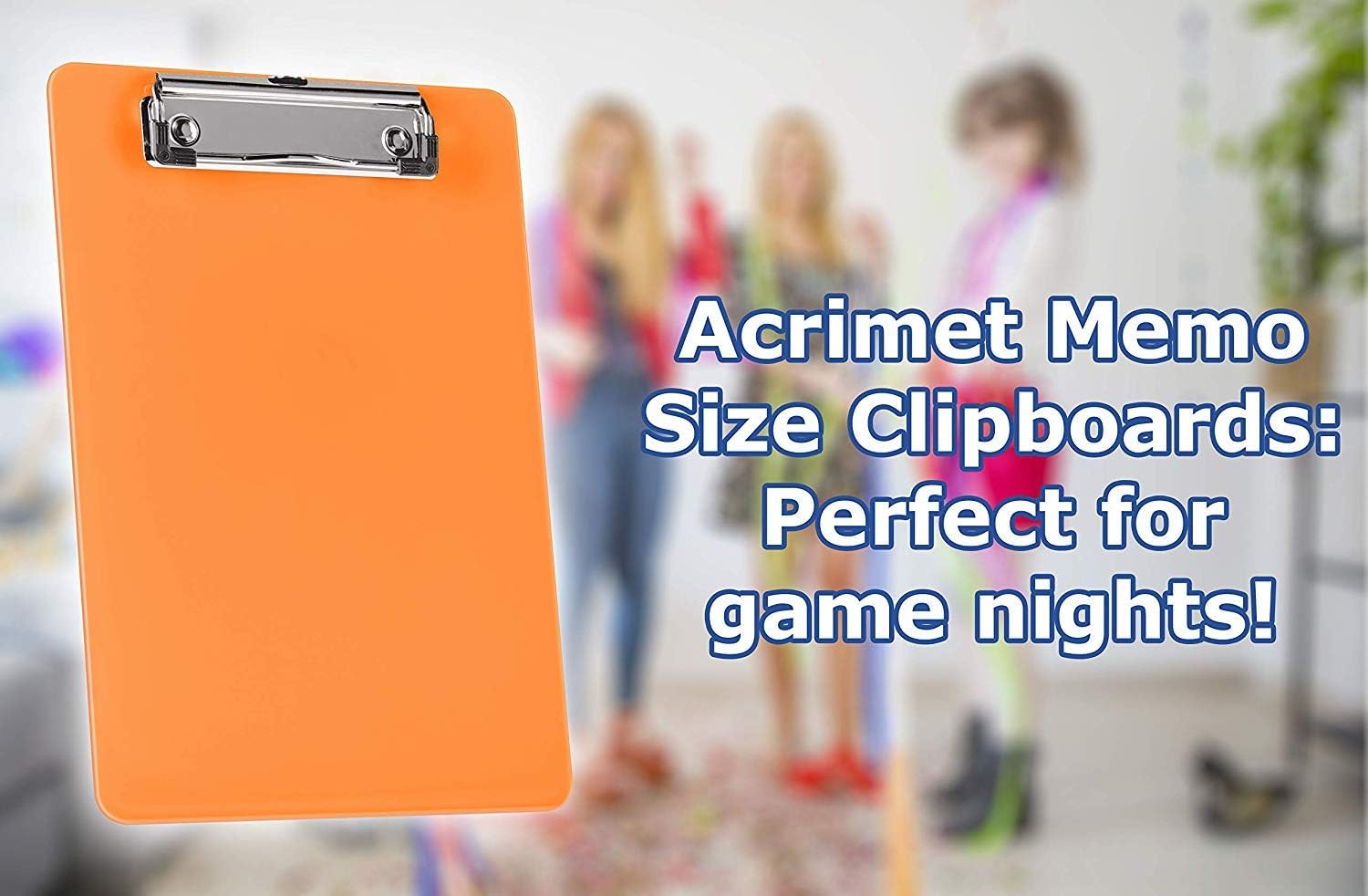 Acrimet Clipboard Memo Size A5 (9 1/4” x 6 5/16”) Low Profile Clip (Plastic) (Orange Color) (6 Pack)