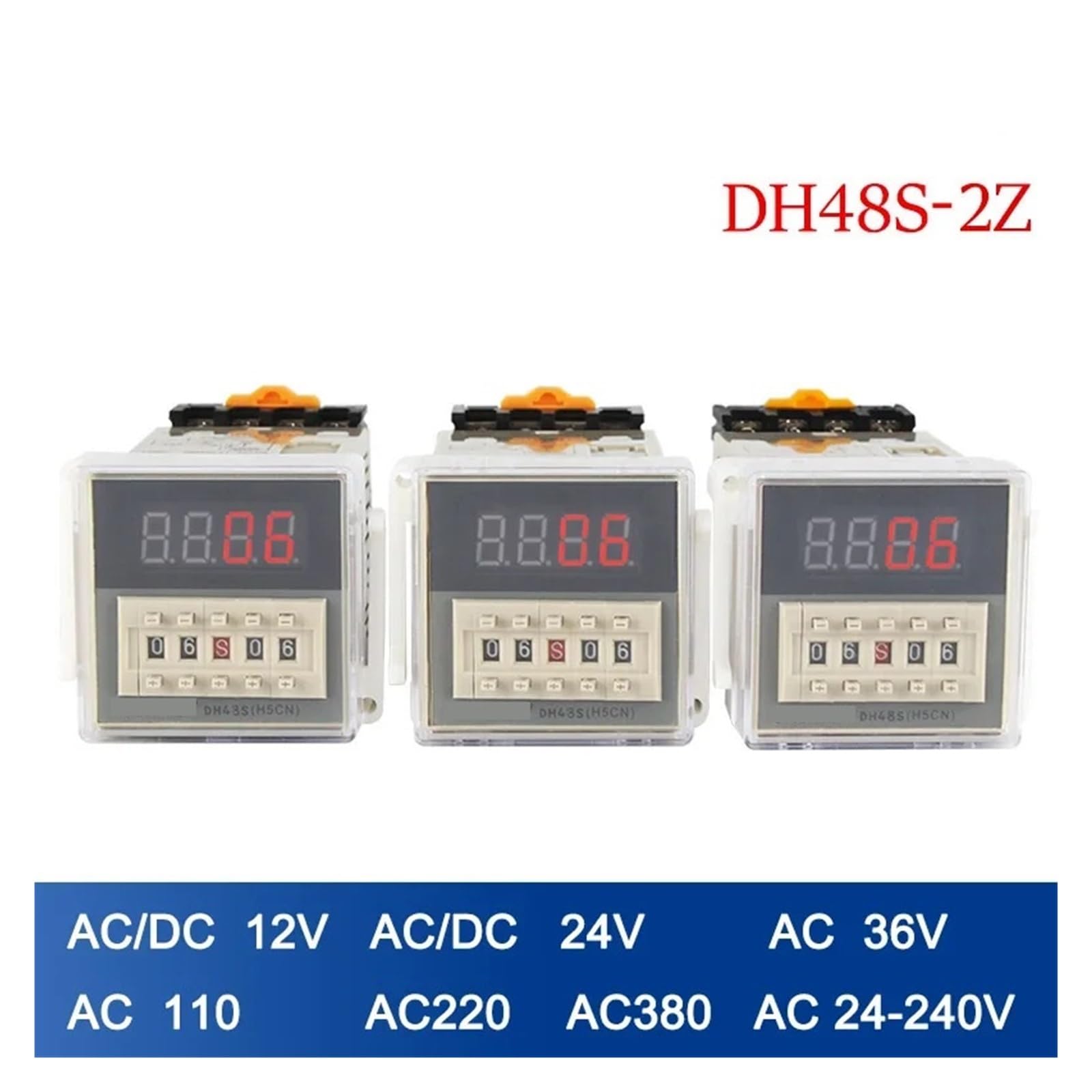 Przekaźnik czasowy Przekaźnik czasowy Cyfrowy programowalny wyłącznik czasowy DH48S-2Z 0,01S-99H99M z podstawą AC/DC 12V 24V 36V 110V 220V 380V Timer opóźnienia (AC 220V)
