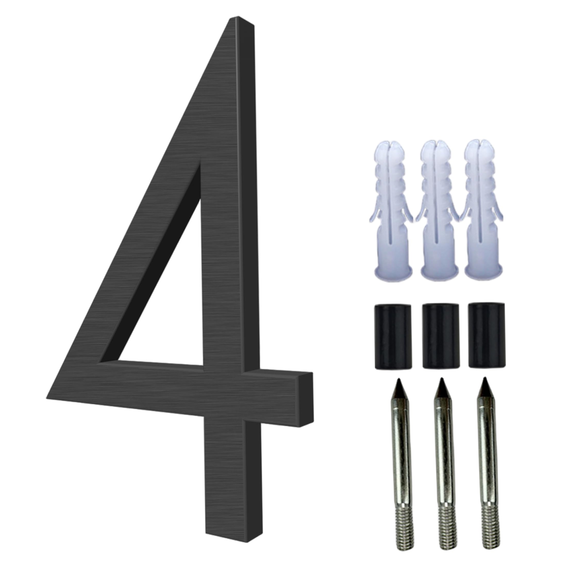 House Number Floating House Number, 5 Inch Aluminum Outdoor Numbers with Accessories Mailbox & Address, Black, 4